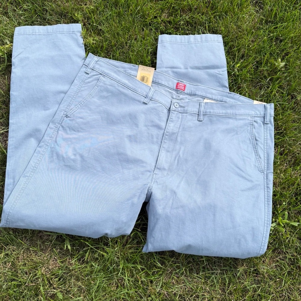 Levis XX Chino Standard Taper Pants Mens 48x36 Blue Stretch Big & Tall 394470017